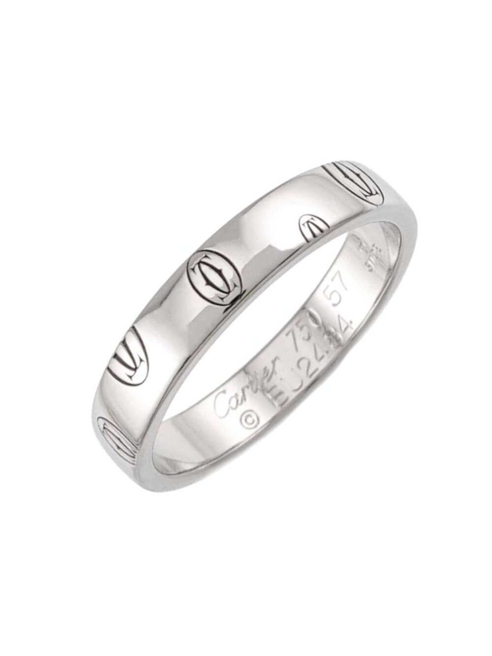 Cartier Happy Birthday Logo SM 57 Ring 18k White Gold 750